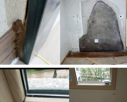 이르면 내년 상반기부터 입주를 앞둔 단지는 입주민들이 하자 점검표에 기록한 주요 결함을 반드시 고쳐야만 최종 입주를 위한 사용검사 확인 등을 받을 수 있게 된다. 사진은 경남 진주혁신도시 내 하자투성이 새 아파트 내부. <연합뉴스>